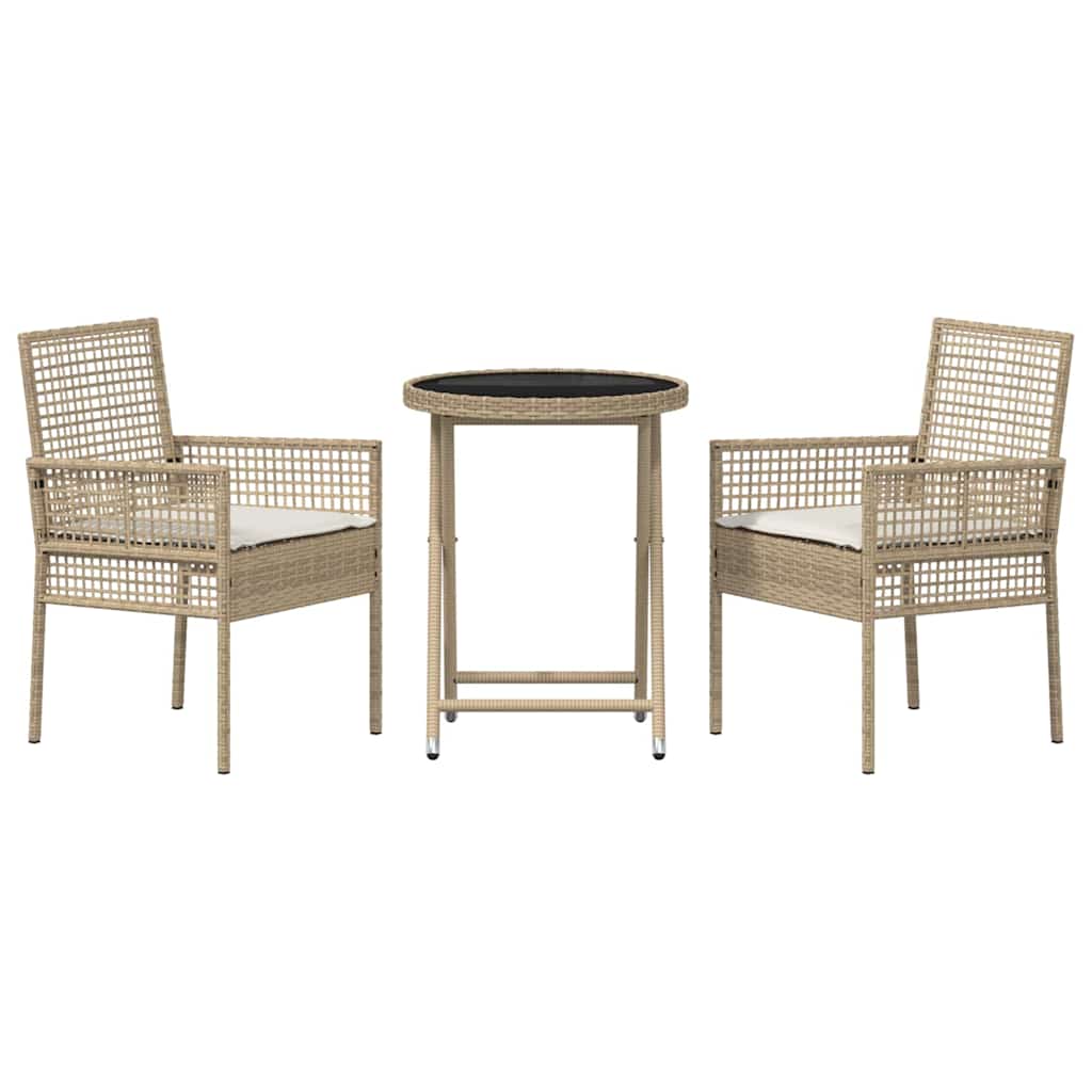 Garten Bistro Set 3 stk. Beige Poly-Rattan