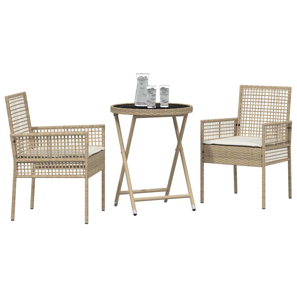 Garten Bistro Set 3 stk. Beige Poly-Rattan