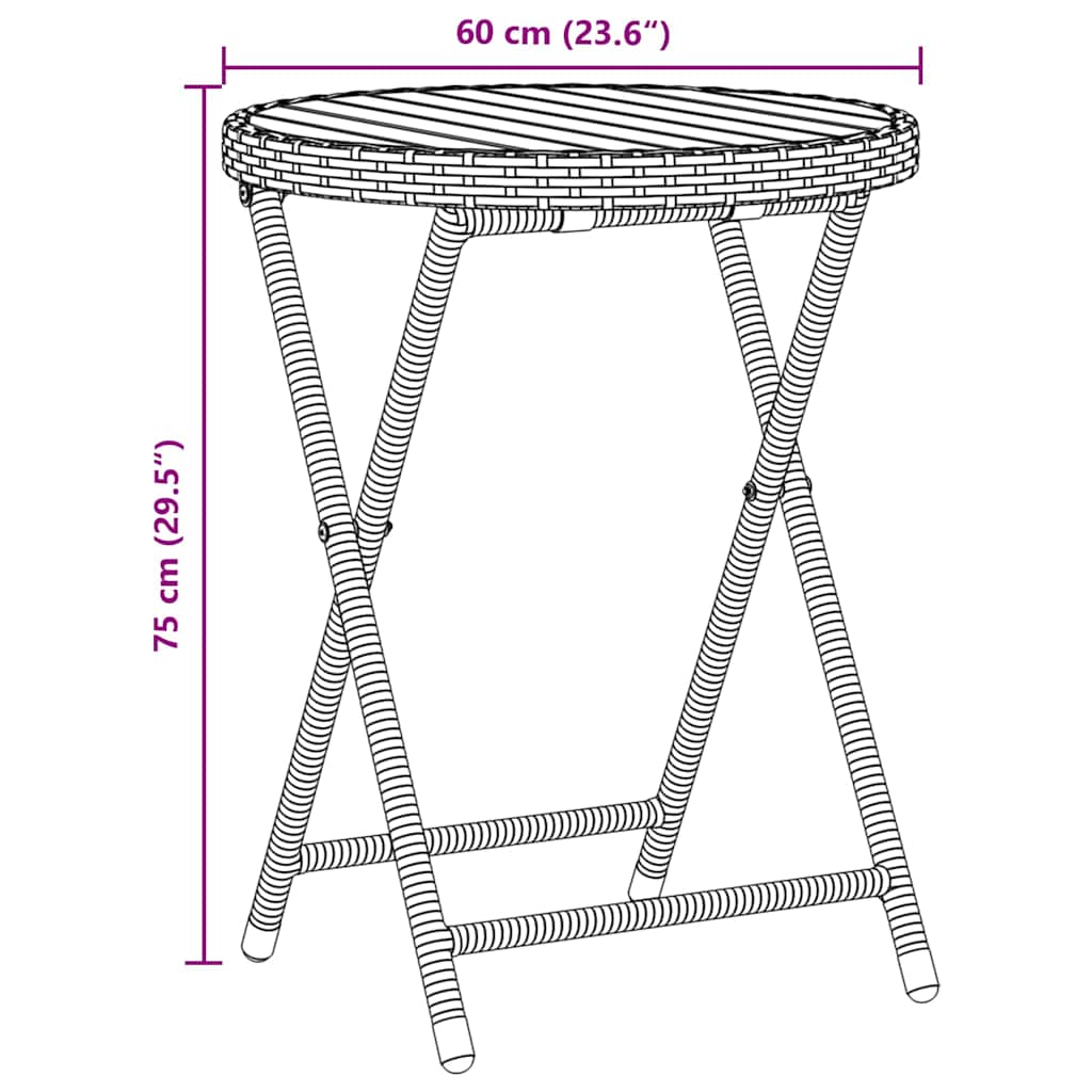 Garten Bistro Set 3 stk. Schwarz Poly-Rattan