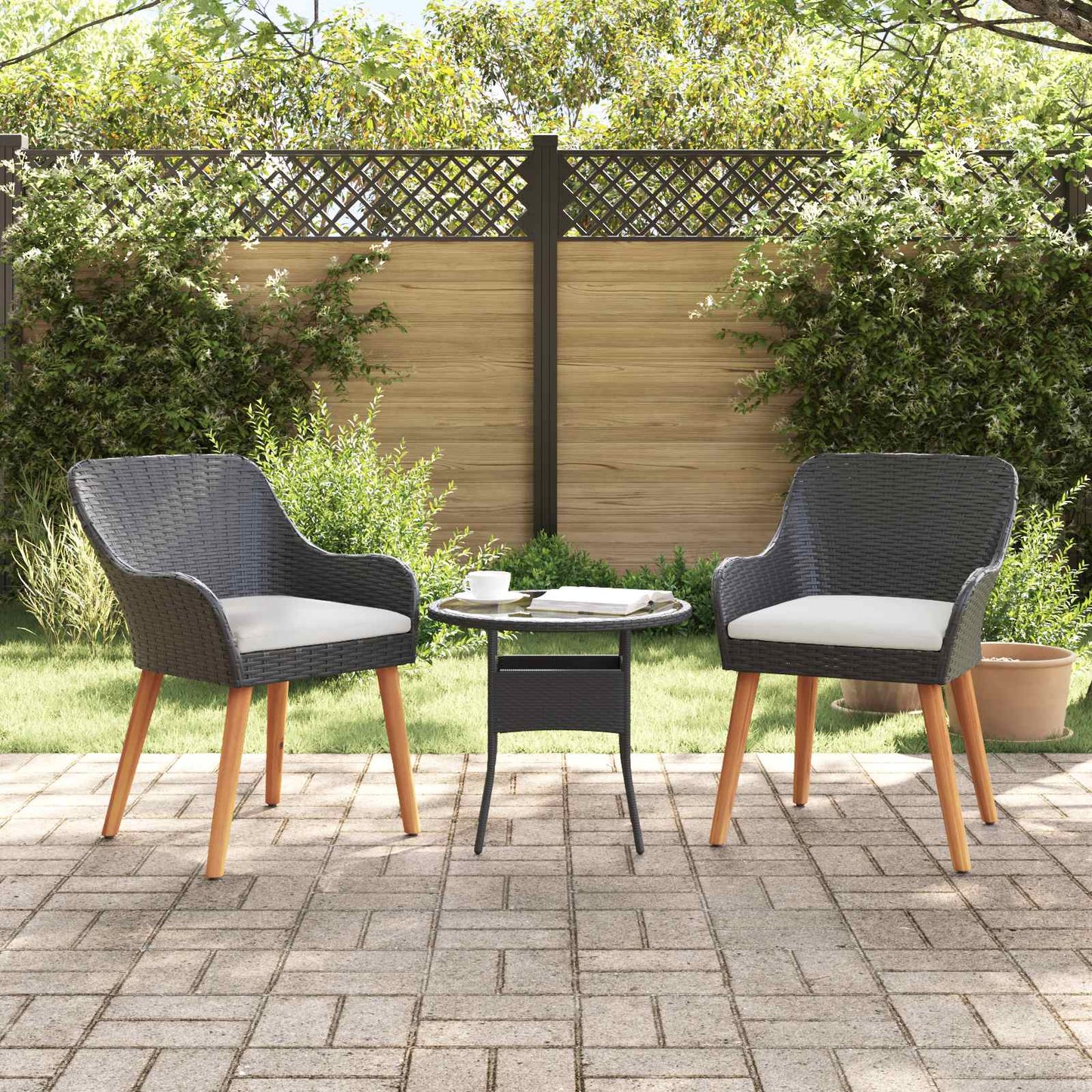 Gartenstuhl 2 stk. Schwarz Poly-Rattan