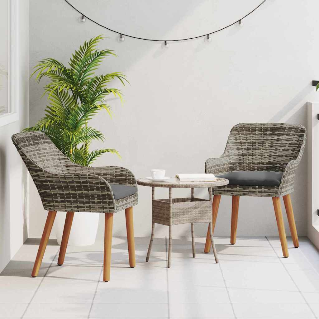 Gartenstuhl 2 Stk. Grau Poly-Rattan
