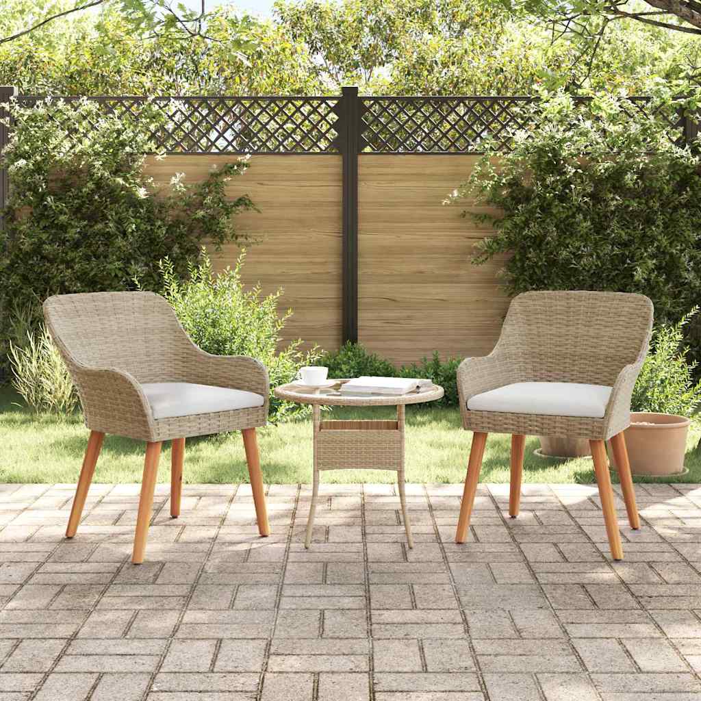 Gartenstuhl 2 Stk. Beige Poly-Rattan
