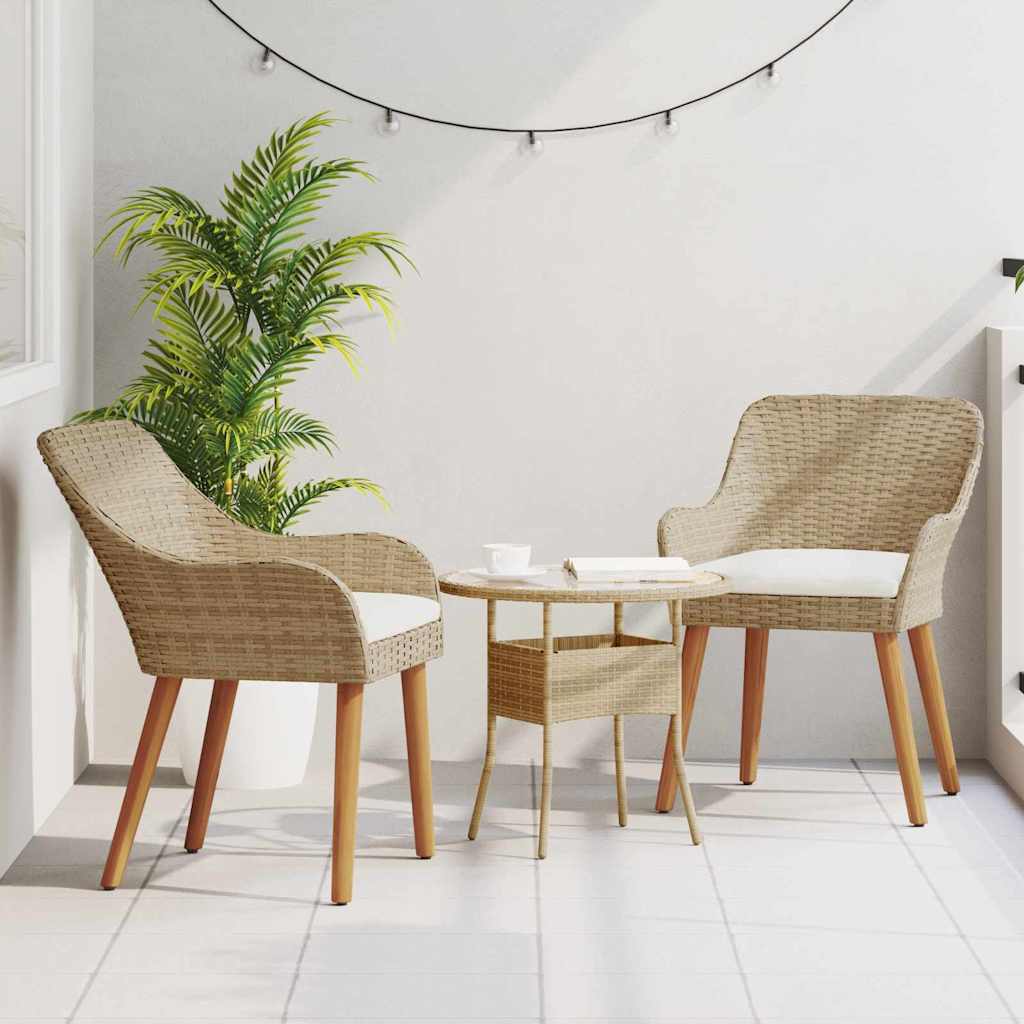 Gartenstuhl 2 Stk. Beige Poly-Rattan