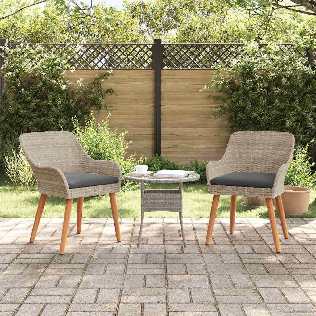 Gartenstuhl 2 Stk. Hellgrau Poly-Rattan
