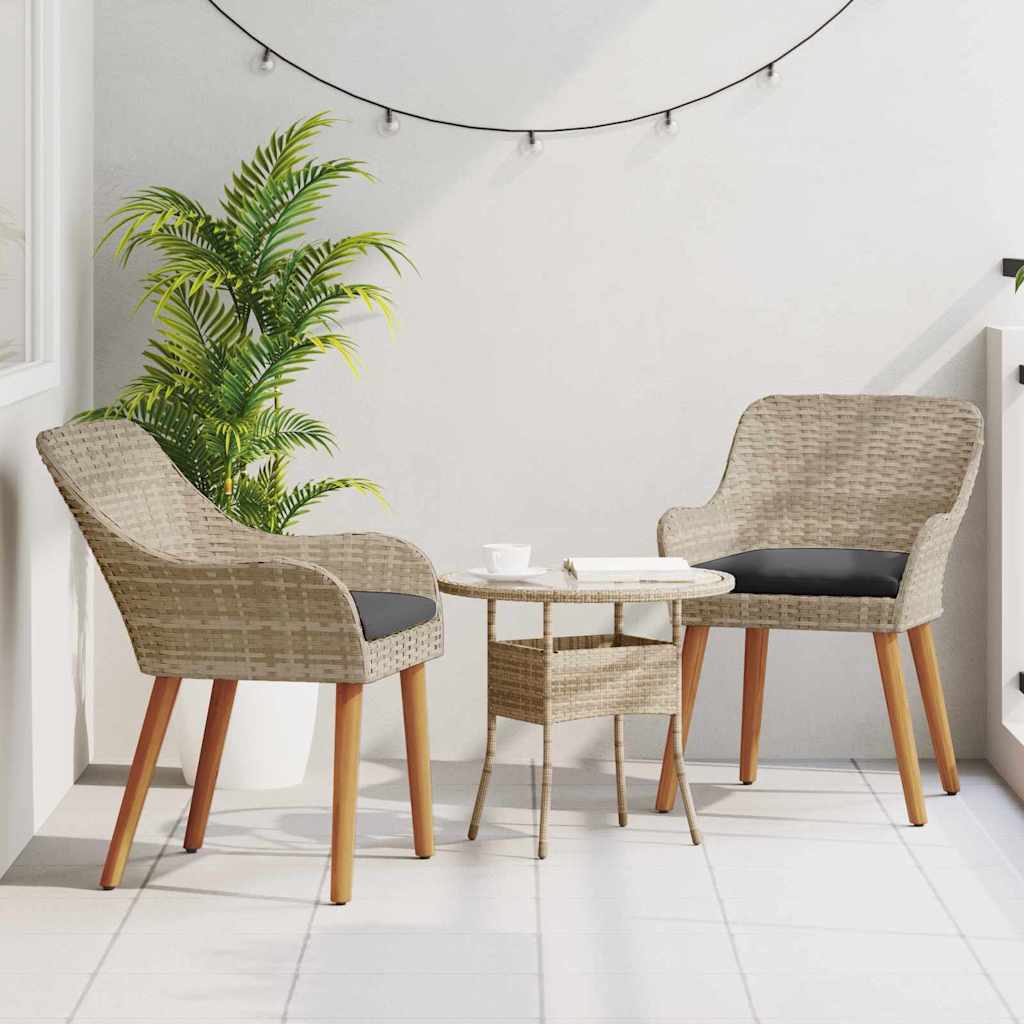 Gartenstuhl 2 Stk. Hellgrau Poly-Rattan