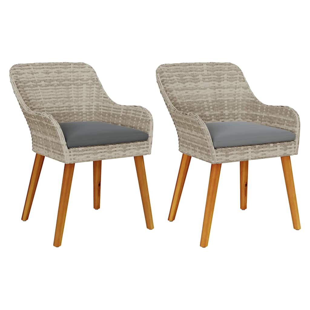 Gartenstuhl 2 Stk. Hellgrau Poly-Rattan