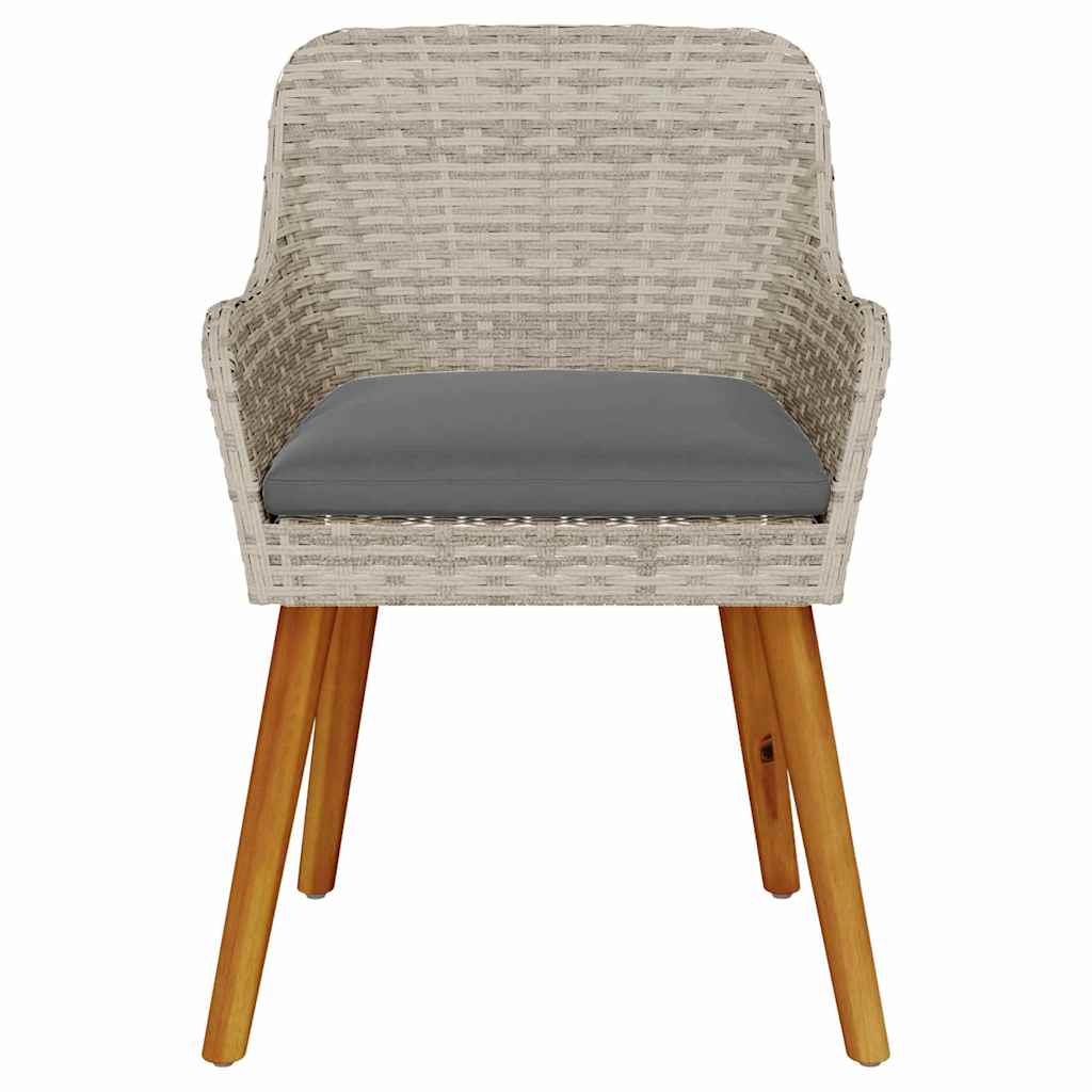 Gartenstuhl 2 Stk. Hellgrau Poly-Rattan