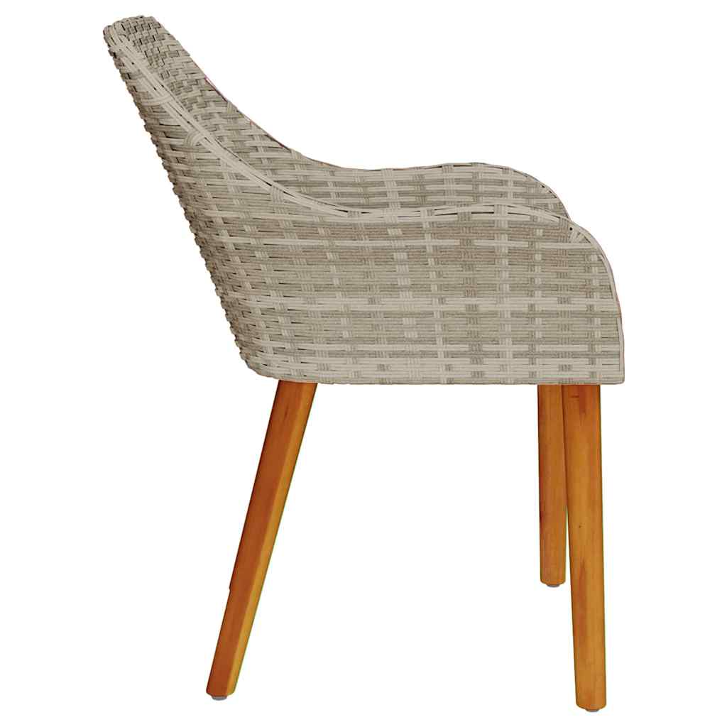 Gartenstuhl 2 Stk. Hellgrau Poly-Rattan