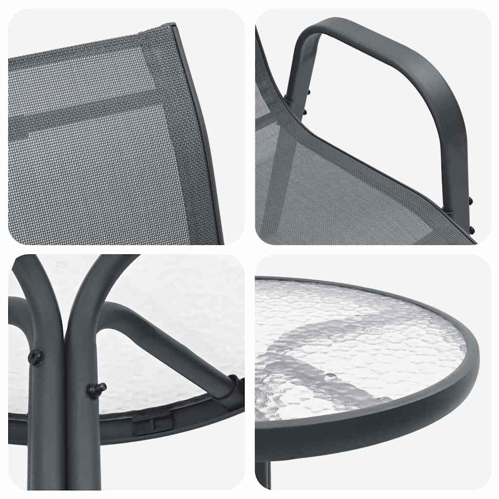 Garten Bistro Set 3 Stk. Grau Stahl