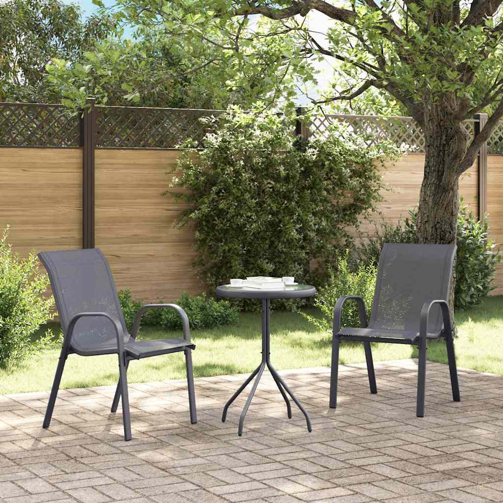 Garten Bistro Set 3 Stk. Grau Stahl