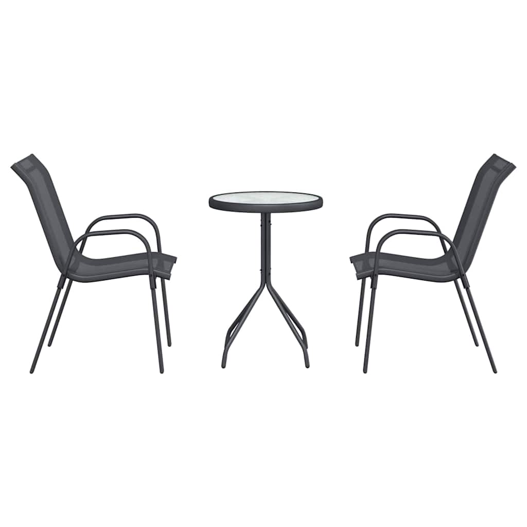 Garten Bistro Set 3 Stk. Grau Stahl