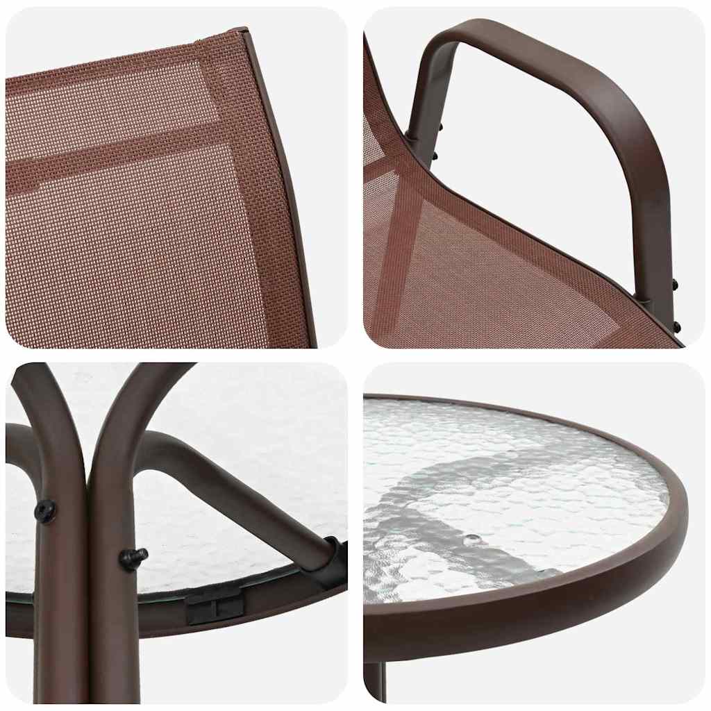 Garten Bistro Set 3 Stk. Braun Stahl