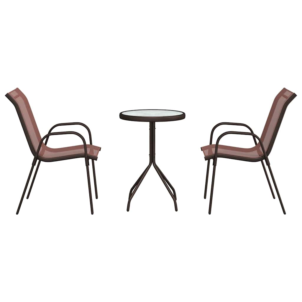 Garten Bistro Set 3 Stk. Braun Stahl