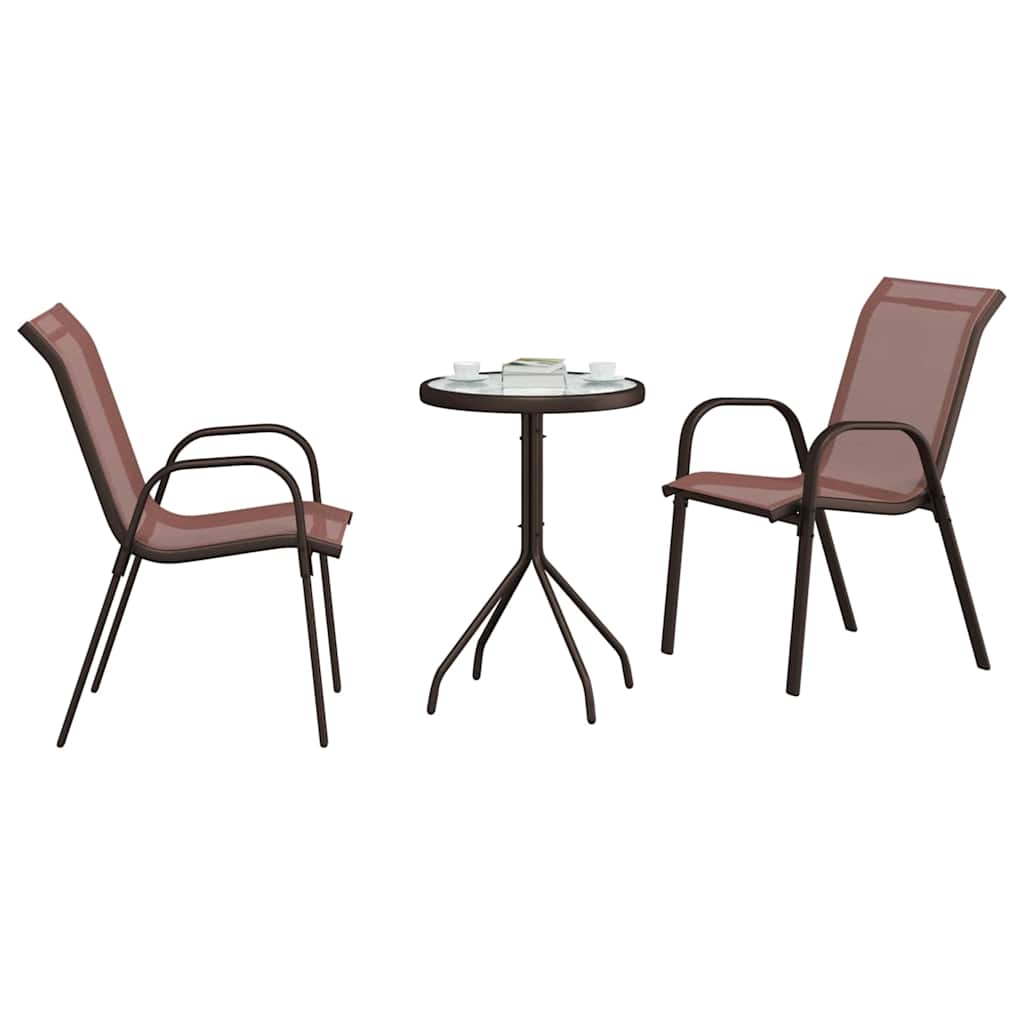 Garten Bistro Set 3 Stk. Braun Stahl