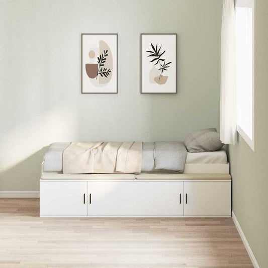 Bett mit Stauraum mit Speicher Weiß 100 x 200 cm Holzwerkstoff