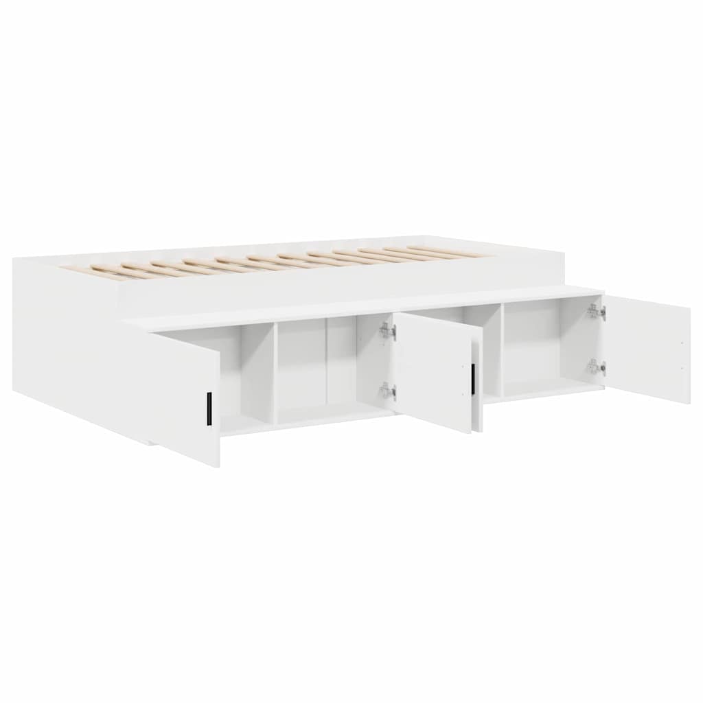 Bett mit Stauraum mit Speicher Weiß 100 x 200 cm Holzwerkstoff