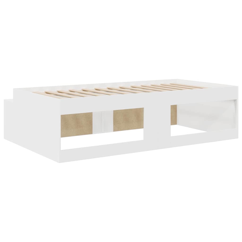 Bett mit Stauraum mit Speicher Weiß 100 x 200 cm Holzwerkstoff