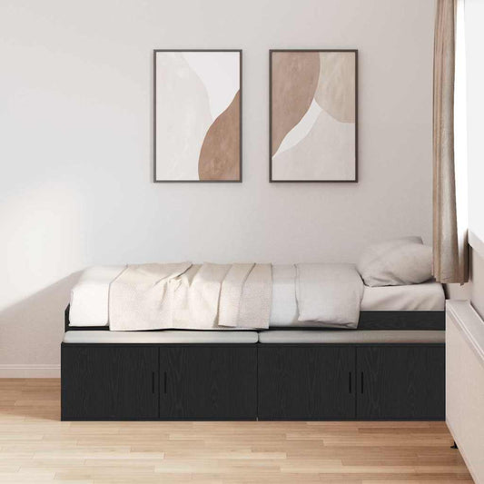 Bett mit Stauraum Schwarz Eichen-Optik 100 x 200 cm