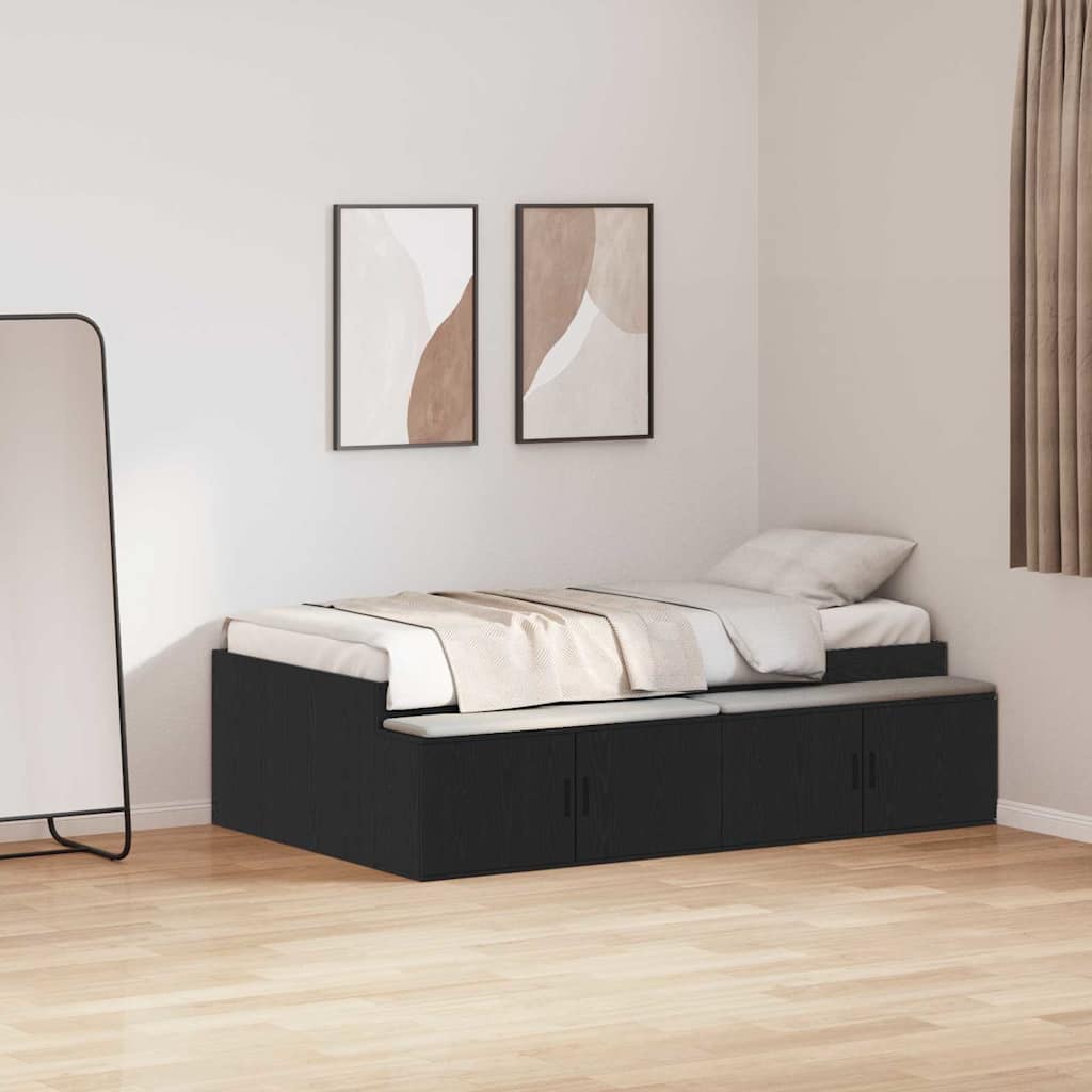Bett mit Stauraum Schwarz Eichen-Optik 100 x 200 cm
