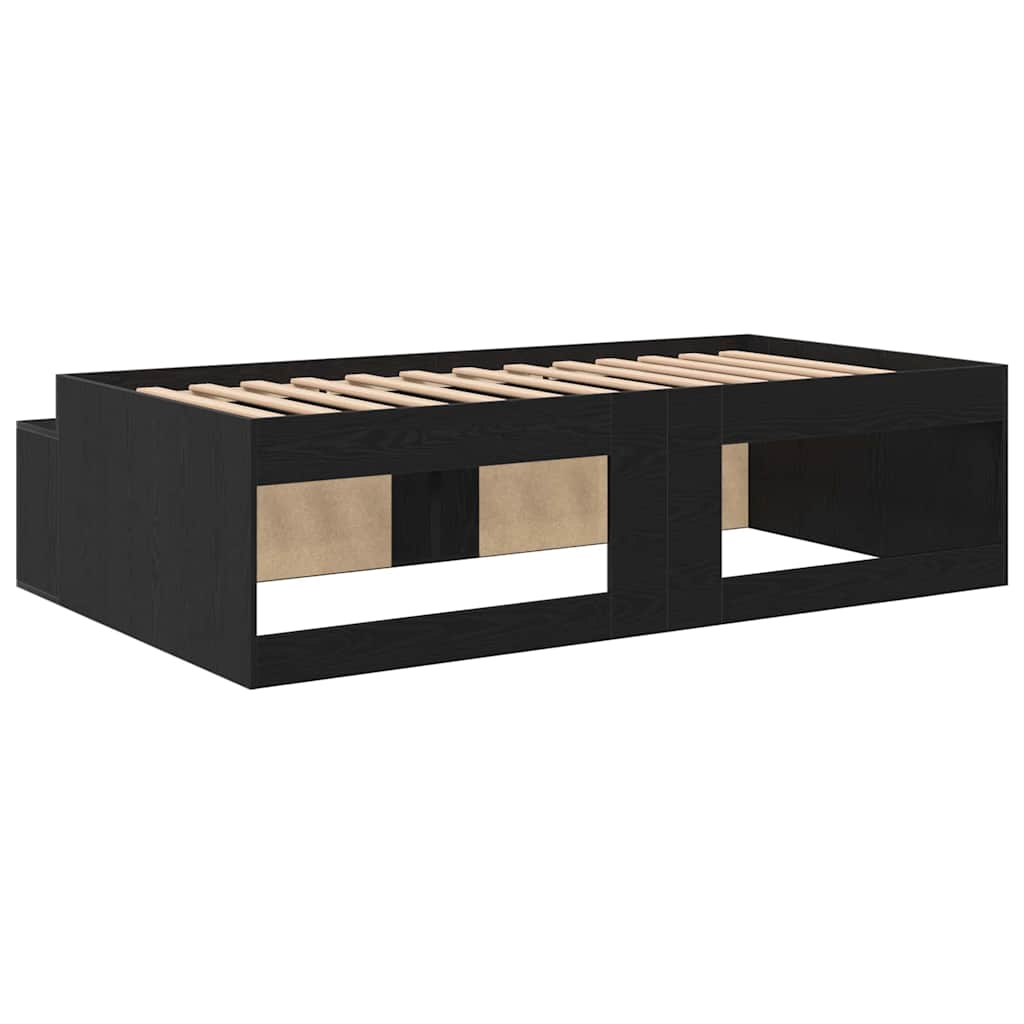 Bett mit Stauraum Schwarz Eichen-Optik 100 x 200 cm