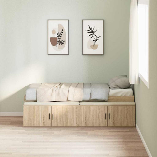 Bett mit Stauraum Sonoma-Eiche 100 x 200 cm Holzwerkstoff