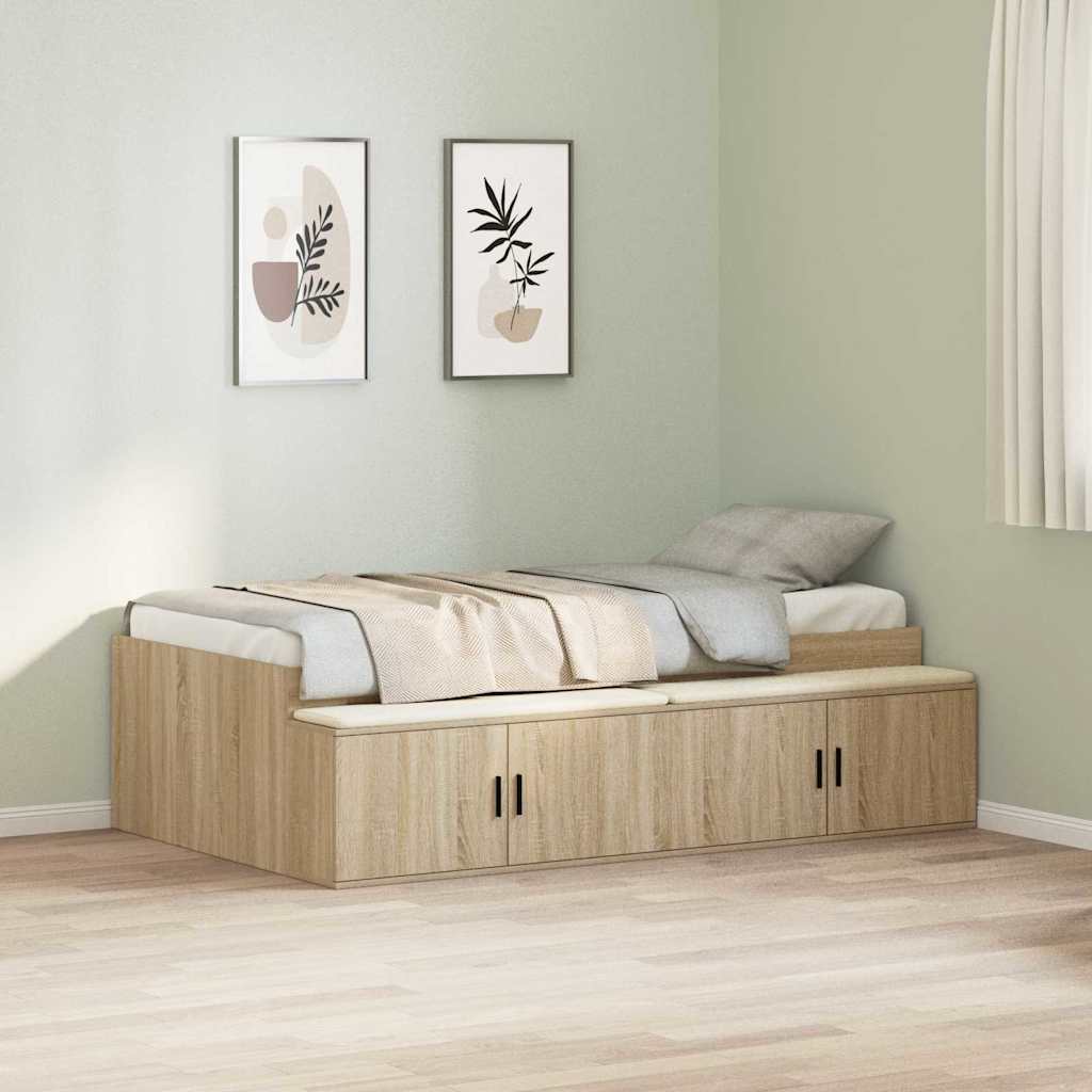 Bett mit Stauraum Sonoma-Eiche 100 x 200 cm Holzwerkstoff