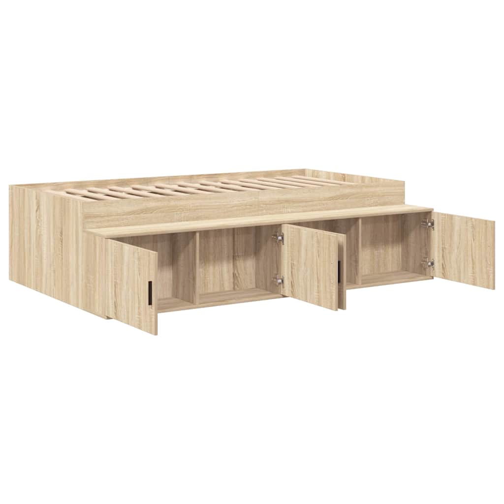 Bett mit Stauraum Sonoma-Eiche 100 x 200 cm Holzwerkstoff