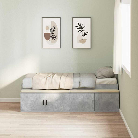 Bett mit Stauraum Betongrau 100 x 200 cm Holzwerkstoff