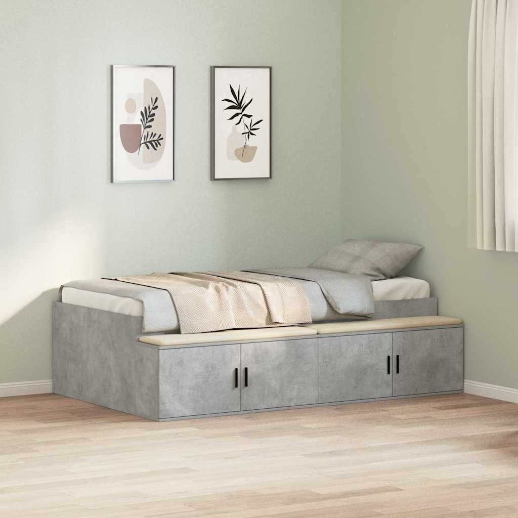 Bett mit Stauraum Betongrau 100 x 200 cm Holzwerkstoff