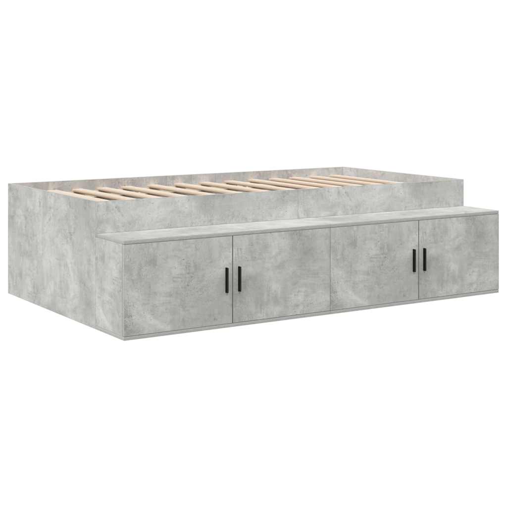 Bett mit Stauraum Betongrau 100 x 200 cm Holzwerkstoff