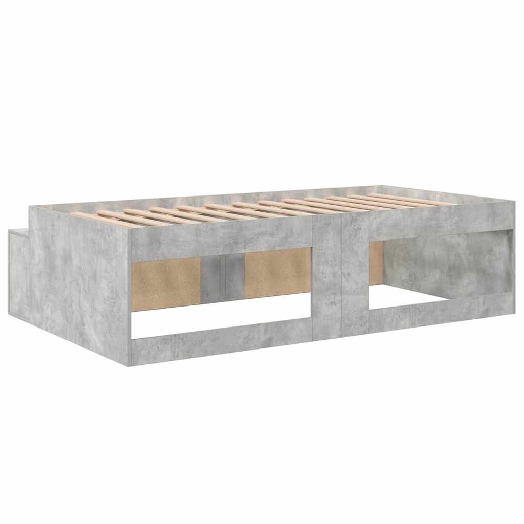 Bett mit Stauraum Betongrau 100 x 200 cm Holzwerkstoff