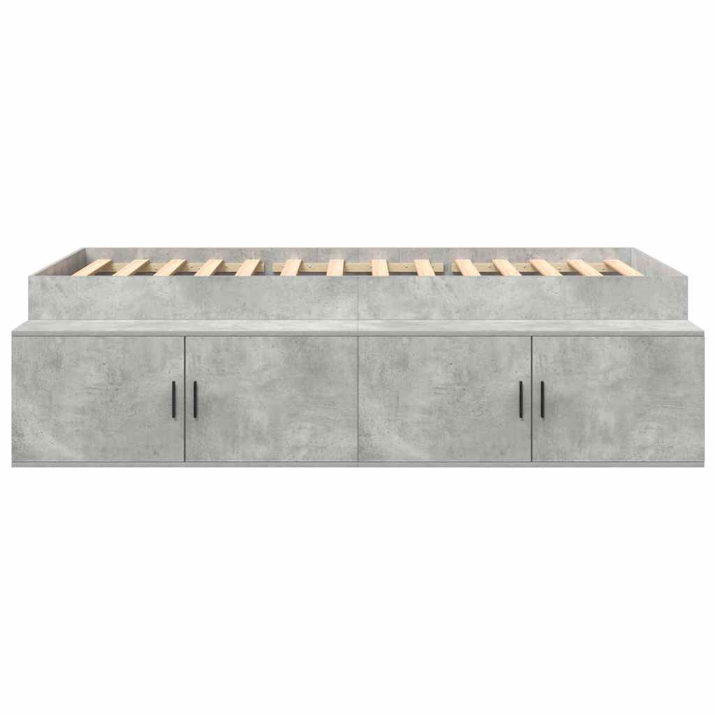 Bett mit Stauraum Betongrau 100 x 200 cm Holzwerkstoff