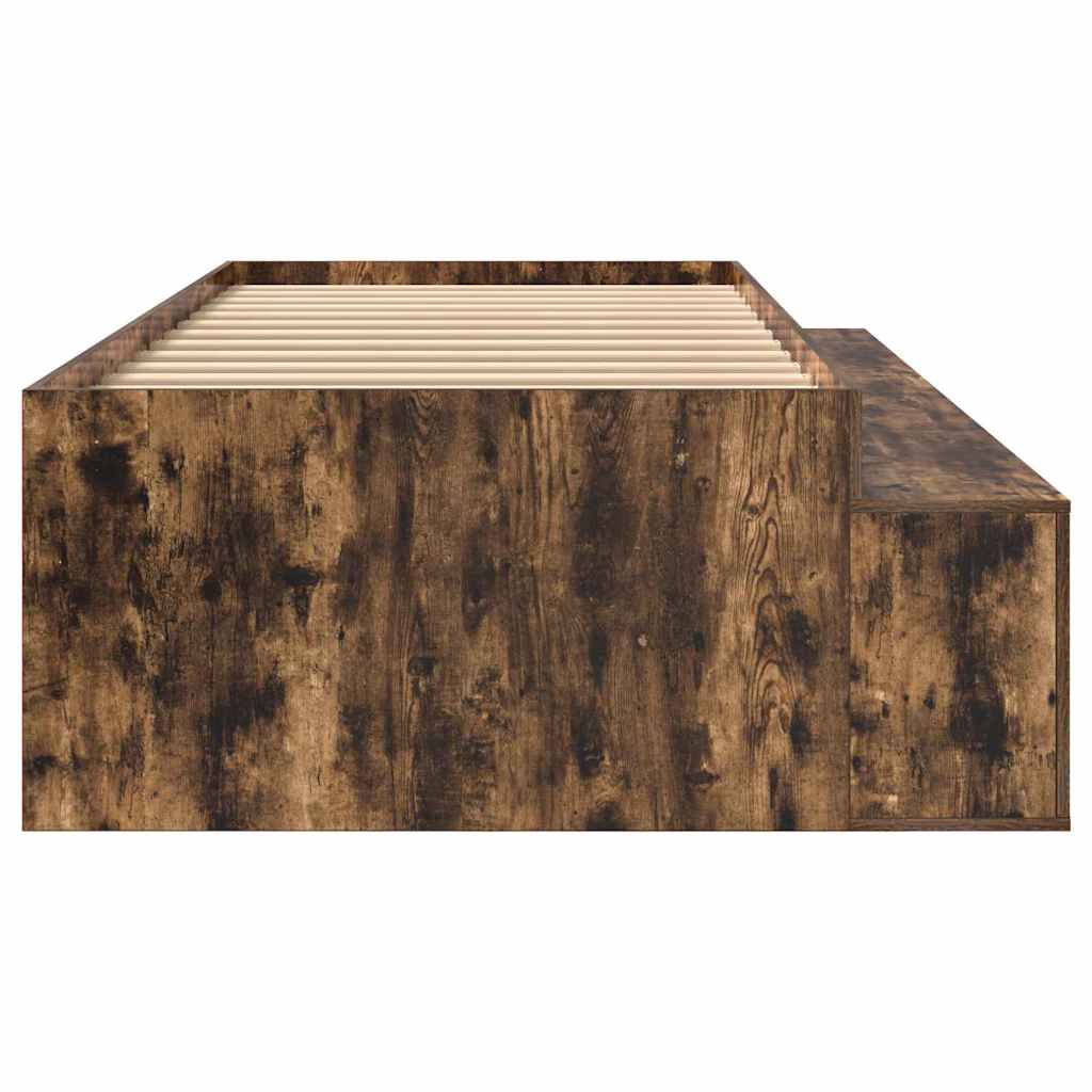 Bett mit Stauraum Räuchereiche 100 x 200 cm Holzwerkstoff