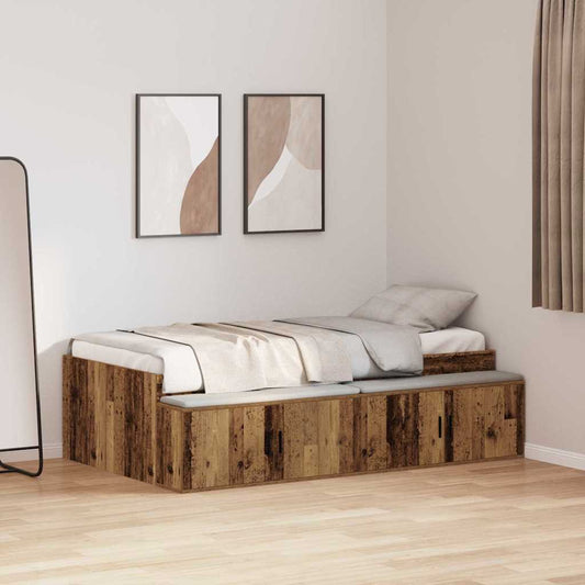 Bett mit Stauraum Altholz 100 x 200 cm Holzwerkstoff