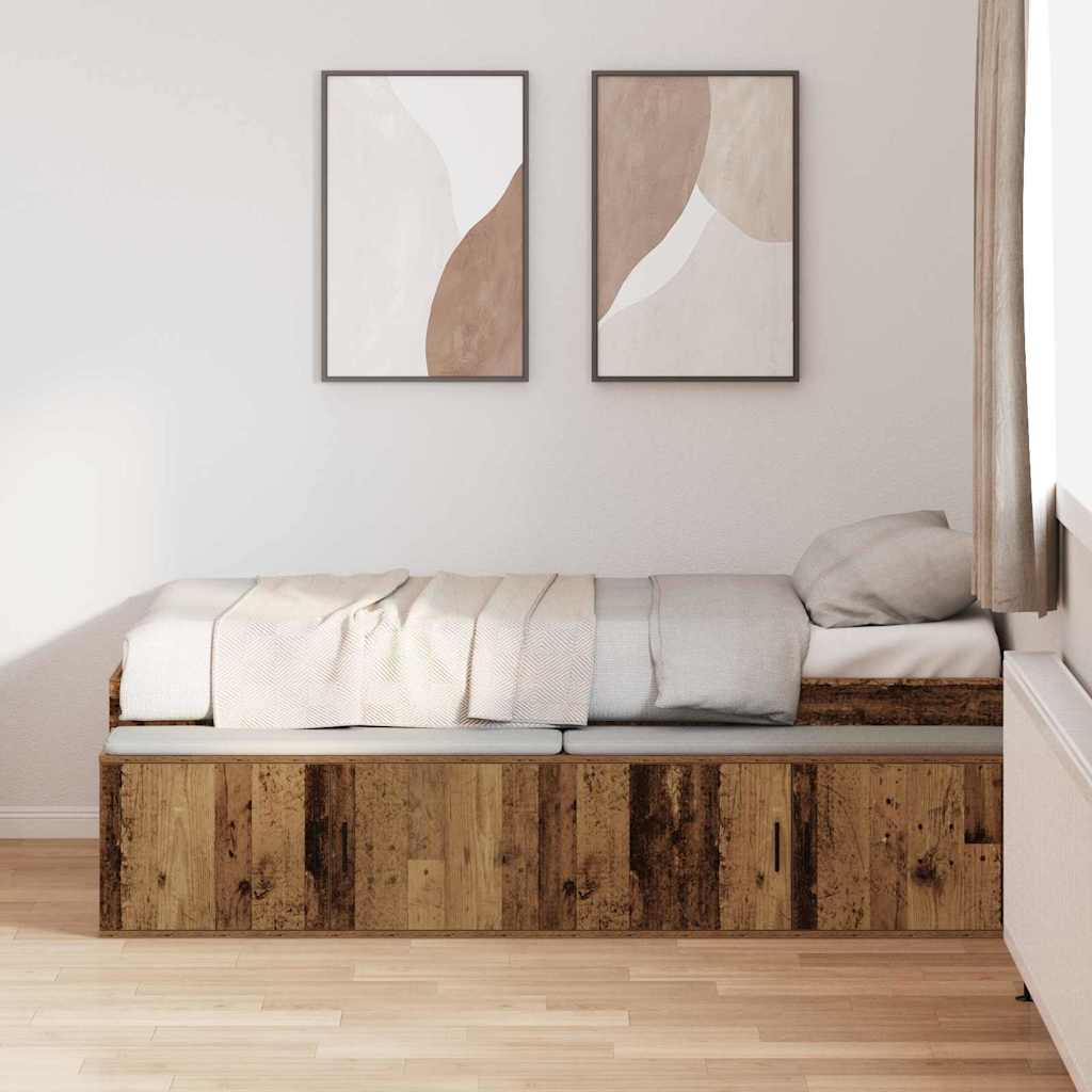 Bett mit Stauraum Altholz 100 x 200 cm Holzwerkstoff