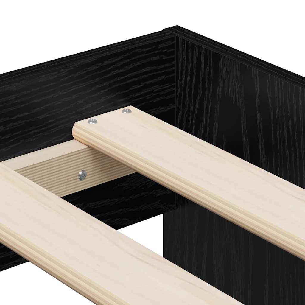 Bettrahmen Schwarz Eichen-Optik 90 x 200 cm Holzwerkstoff