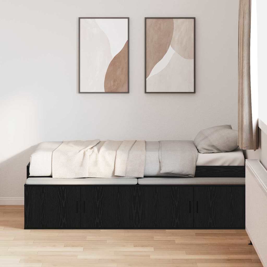Bettrahmen Schwarz Eichen-Optik 90 x 200 cm Holzwerkstoff