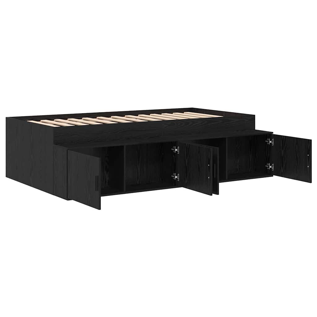 Bettrahmen Schwarz Eichen-Optik 90 x 200 cm Holzwerkstoff