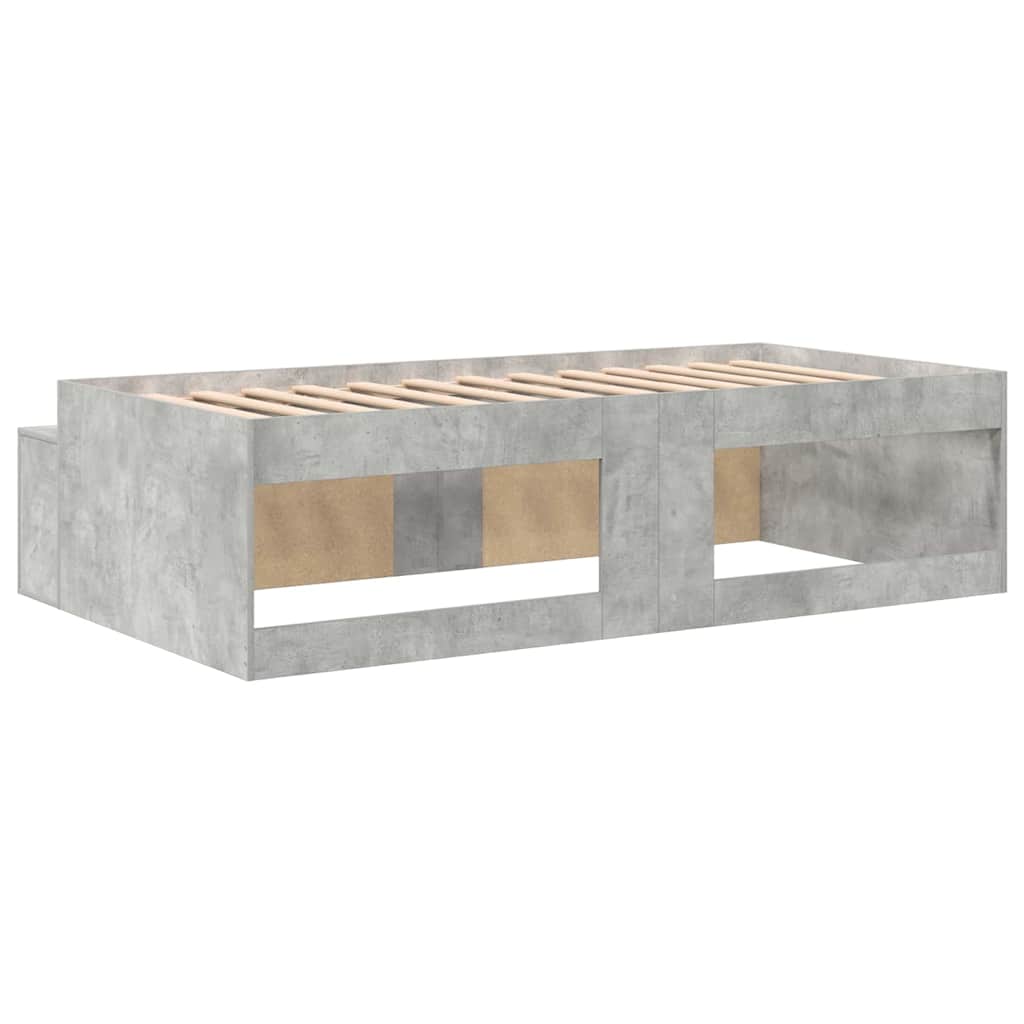 Bettrahmen mit Schubladen Beton Grau 90 x 200 cm Holzwerkstoff