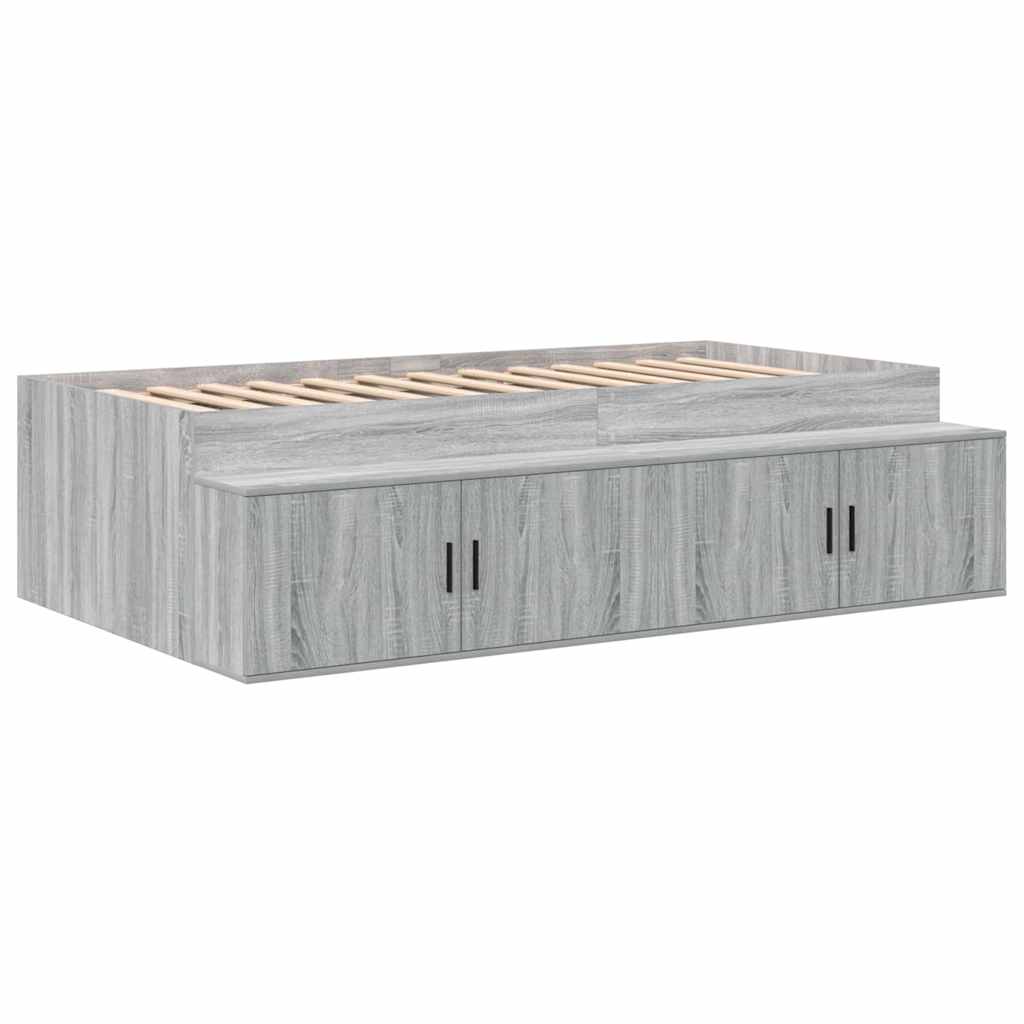 Bett mit Stauraum Grau Sonoma 90 x 200 cm Holzwerkstoff