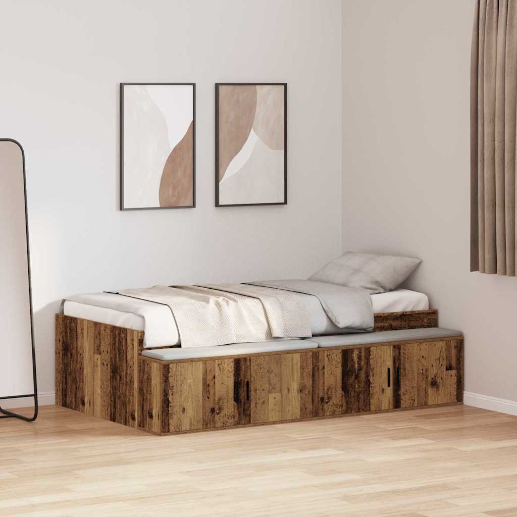 Bettrahmen mit Schubladen Altholz 90 x 200 cm Holzwerkstoff
