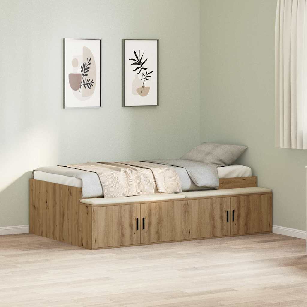 Bettrahmen mit Speicher Artisan-Eiche 90 x 200 cm Holzwerkstoff