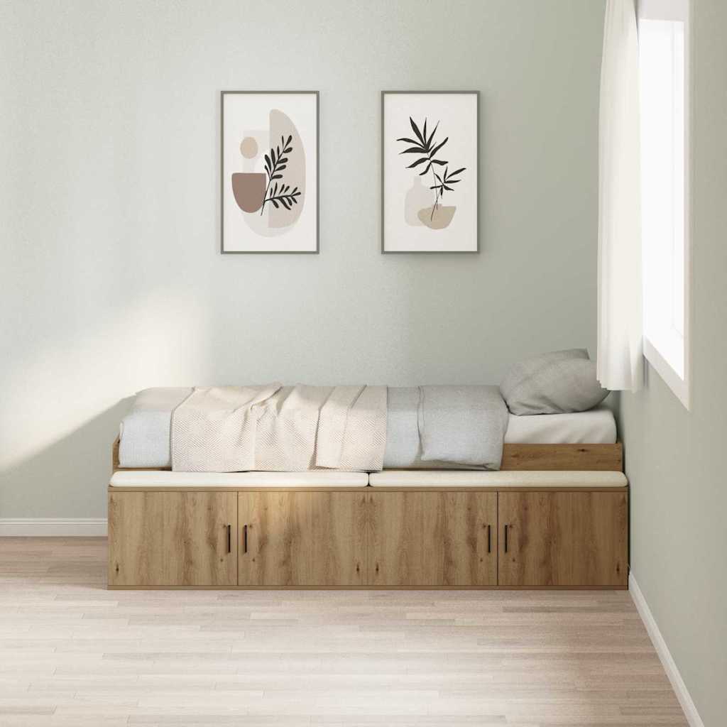 Bettrahmen mit Speicher Artisan-Eiche 90 x 200 cm Holzwerkstoff