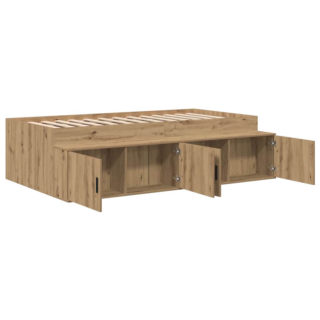 Bettrahmen mit Speicher Artisan-Eiche 90 x 200 cm Holzwerkstoff