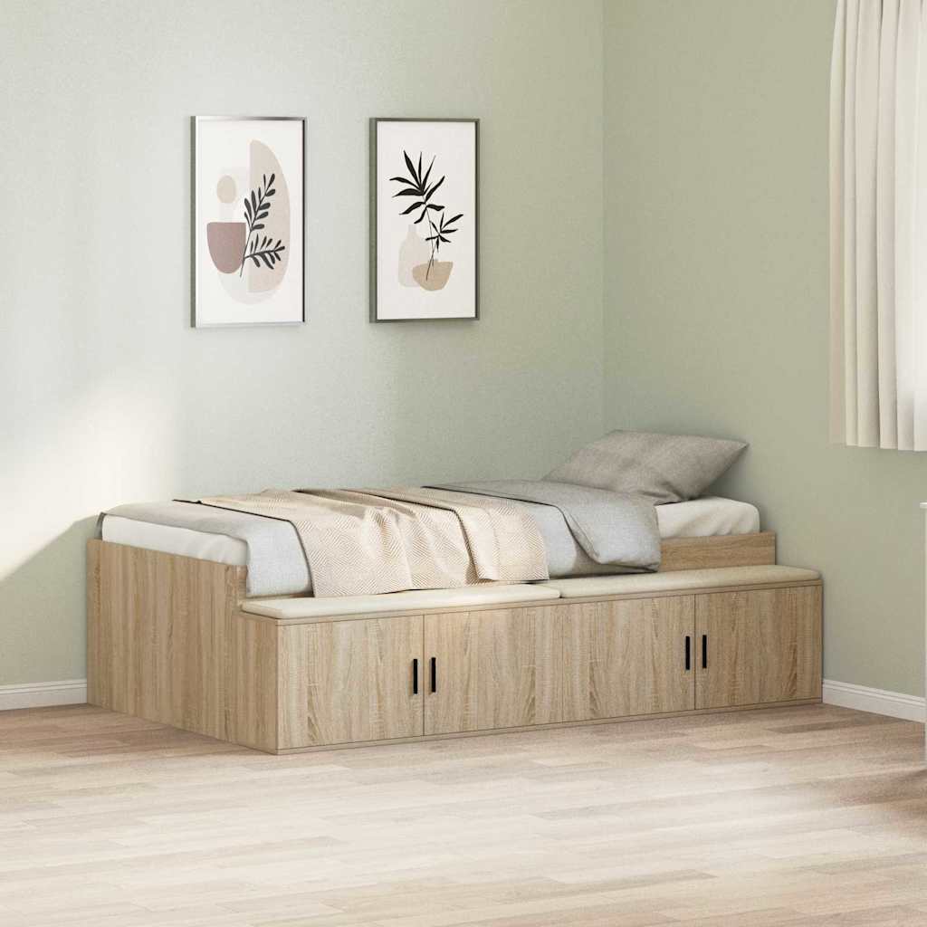 Bettrahmen mit Speicher Sonoma-Eiche 80 x 200 cm Holzwerkstoff