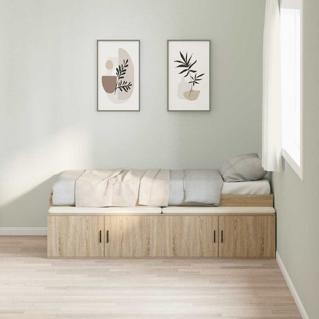 Bettrahmen mit Speicher Sonoma-Eiche 80 x 200 cm Holzwerkstoff