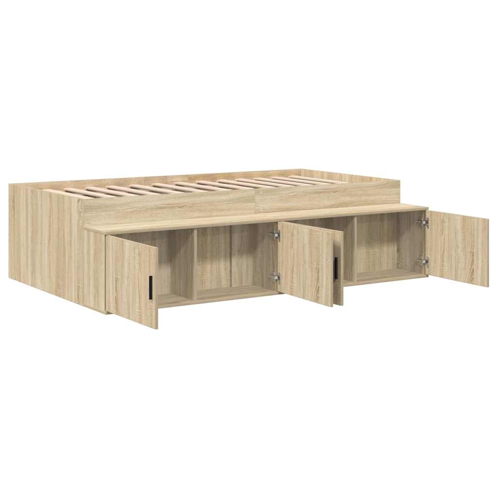 Bettrahmen mit Speicher Sonoma-Eiche 80 x 200 cm Holzwerkstoff