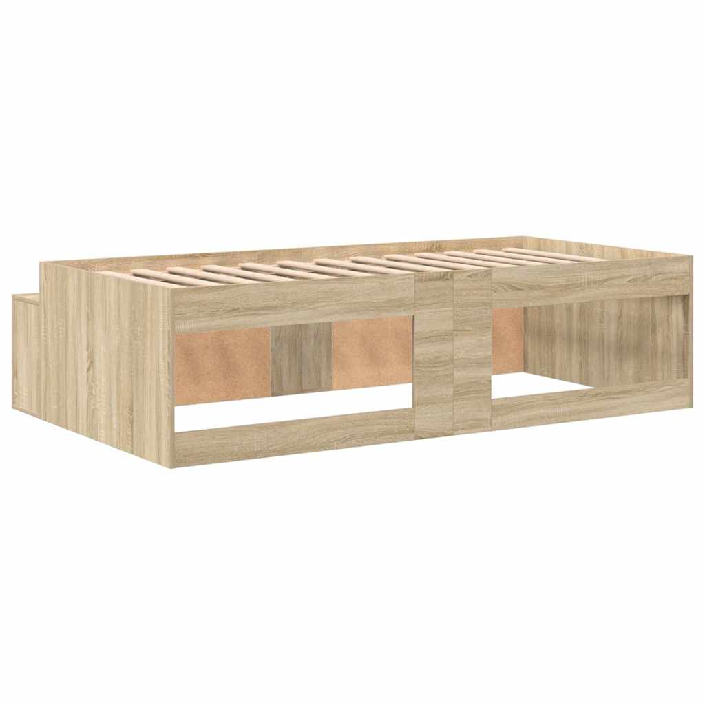 Bettrahmen mit Speicher Sonoma-Eiche 80 x 200 cm Holzwerkstoff