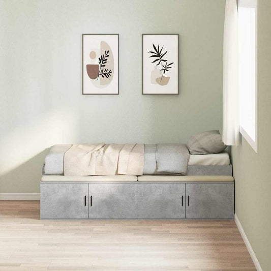 Bett mit Stauraum Betongrau 80 x 200 cm Holzwerkstoff