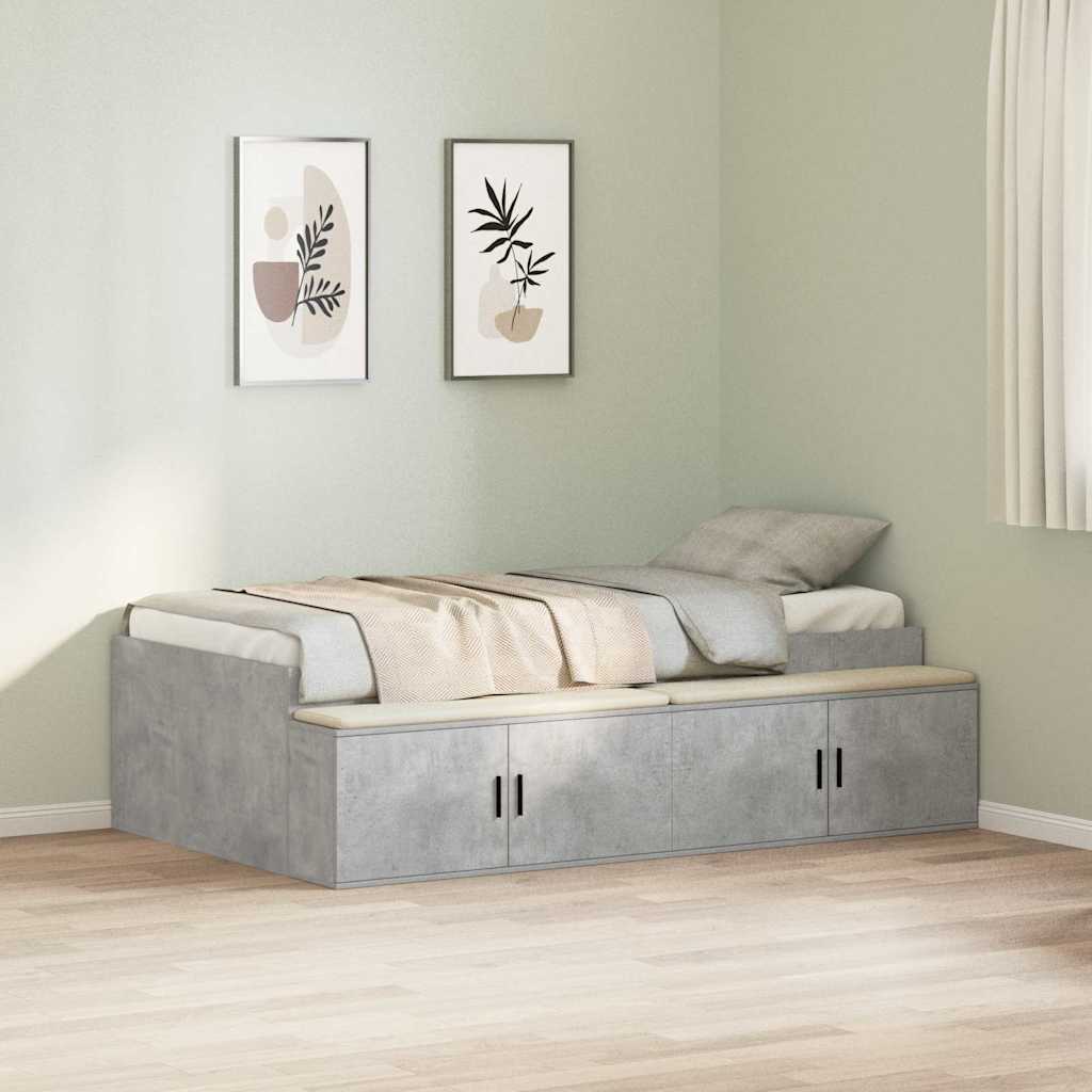 Bett mit Stauraum Betongrau 80 x 200 cm Holzwerkstoff
